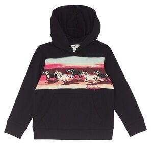 Wrangler Kids Black Hoodie with Running Horses